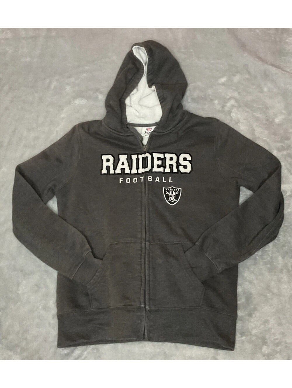 Las Vegas Raiders Hoodie Womens Small Gray Full Zip Fleece NFL Football